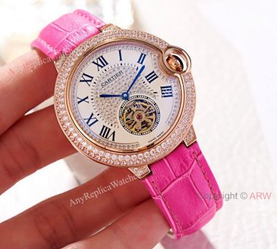 Copy Ballon Bleu Cartier Rose Gold Diamond 39mm Watch Women size